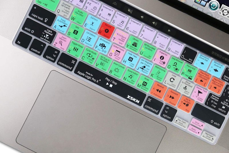 XSKN Logic Pro English Silicone Shortcuts Keyboard Cover Skin for Touch Bar Models 2019 MacBook Pro 16 inch A2141 2020 MacBook Pro 13.3 inch A2251 A2289 A2338 M1 Keyboard US&EU Version - Image 3
